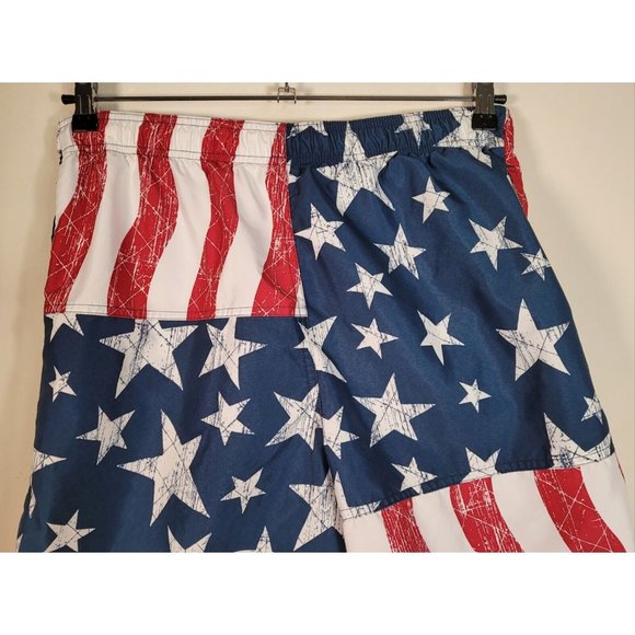 American Flag Swim Trunks Size M Red White Blue Patriotic Fun to the 4th of July - Picture 7 of 8